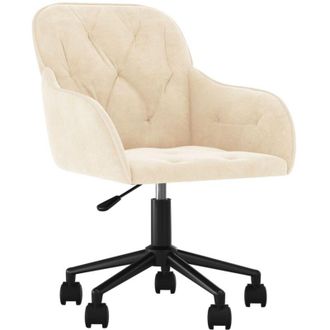 vidaXL Silla De Oficina Giratoria De Terciopelo Color Crema Vidaxl