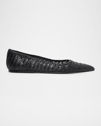 Gabriela Hearst Aurora Woven Leather Ballerina Flats