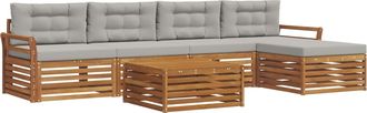 vidaXL Conjunto De Sof&aacute;s De Exterior 6 Uds. Gris Natural Y Claro Vidaxl