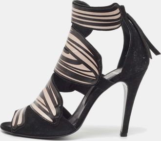 Pierre Hardy Black/pink Leather And Suede Cut Out Sandals