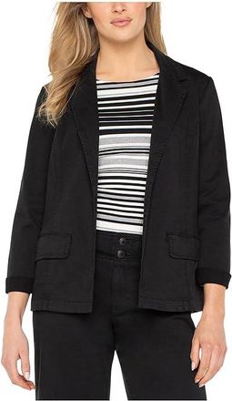 Liverpool L.A. Soft Touch Twill Fitted Blazer Womens Jacket Onyx : XL, Cotton/Rayon/Spandex