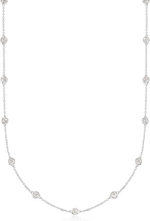 Ross-Simons Bezel-Set Diamond Station Necklace in 14kt White Gold
