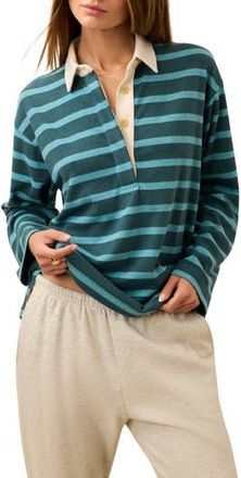 Faherty Legend Rugby Stripe Sweater in Deep Green Rugby at Nordstrom Rack, Size Xx-Large