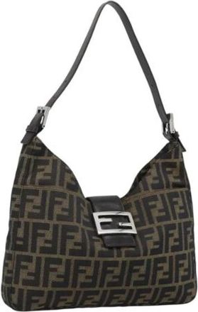 Fendi Pre-owned Zucca Canvas Shoulder Bag - Dames - Vintage Schoudertas - Bruin - ONE Size - Leer - Vintage
