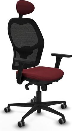 Piqueras y Crespo Piqueras Y Crespo - Jorquera Sincro Malla Negra Similpiel Granate Brazos 3d Base Nailon Cabecero Fijo Ruedas 65mm Engomada