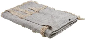 Beliani Manta De Algod&oacute;n Beige Gris 130 X 180 Cm Hecho A Mano Patr&oacute;n Geom&eacute;trico Hospet