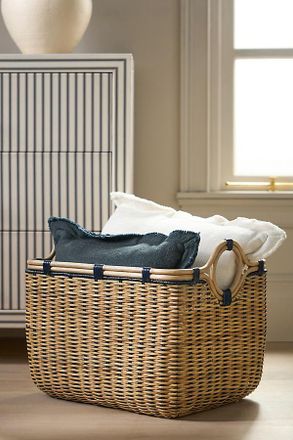 Anthropologie Round-Handled Rectangular Basket