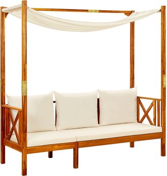 vidaXL Banco De Jard&iacute;n Con Toldo Madera Maciza De Acacia Vidaxl