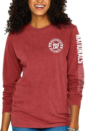 Soft As A Grape Womens Soft as a Grape Red Washington Nationals Pigment-Dyed Long Sleeve T-Shirt at Nordstrom, Size Medium