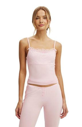 Cotton On Womens Dreamy Soft Lace Overlay Cami in Pink Kiss at Nordstrom, Size Medium