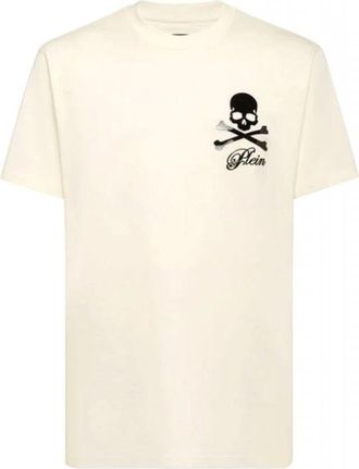 Philipp Plein T-shirt met ronde hals en print Skull & Bones - Heren - T-shirts - Wit - 2XL - Katoen - Tops