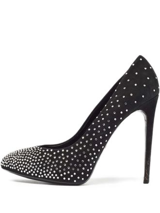 Dolce & Gabbana 125mm crystal-embellished pumps - women - Calf Leather/Calf Leather/Calf Suede - 40 - Black