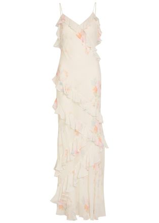 LoveShackFancy Loveshackfancy Rialto Floral-print Chiffon Maxi Slip Dress - Light Pink - 10 (UK14 / L)