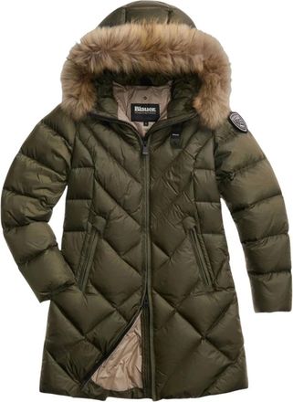 Blauer Althea Lange Donsjas - Dames - Mantels - Groen - Maat: XL Leer