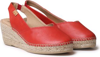 Toni Pons Termal - Womens Leather Espadrille with wedge for a wider fit, red, 5 UK