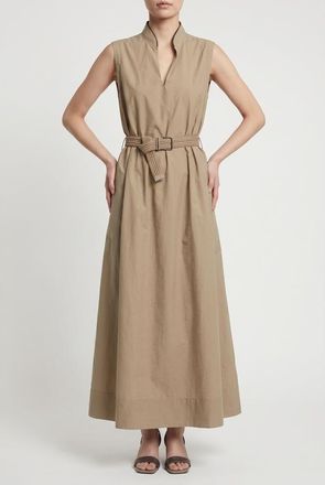 Brunello Cucinelli Beige Sleeveless Belted Dress, Size X-Small