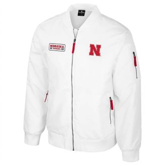 Colosseum Mens Nebraska Bomber Jacket In White