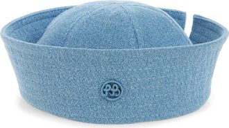 Ruslan Baginskiy Monogram Embellished Denim Sailor Hat in Blue at Nordstrom, Size Medium