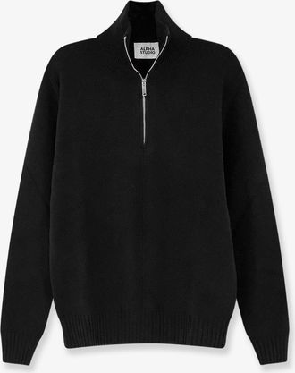 Alpha Studio Cardigan con mezza zip in lana e cashmere - ALPHA-STUDIO - gender_Man