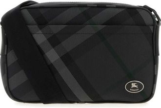 Burberry Embroidered Canvas Grid Crossbody Bag