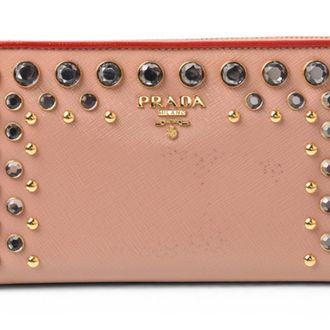 Prada Beige Rose Pink Beige Patent Leather Coin Purse/Coin Case (Pre-Owned)