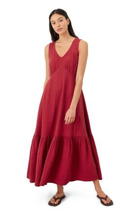 Pact Organic Cotton Double Gauze Beach To Brunch Dress in Poppy Red at Nordstrom, Size Xx-Large