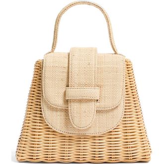 Pamela Munson The Petite Lady Rattan & Raffia Top Handle Bag in Natural at Nordstrom