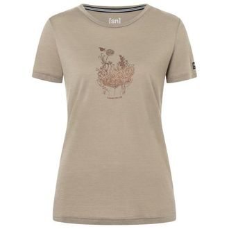 super.natural Flowerhands Tee Merinoshirt f&uuml;r Damen | fallen rock / copper