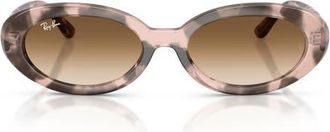 Ray-Ban 54mm Gradient Oval Sunglasses in Opal Pink Havana /Clear Brown at Nordstrom