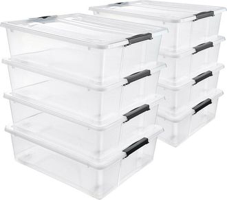 Sorbus Set Of 8 Underbed 40Qt Storage Bins With Wheels & Lids