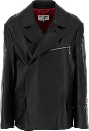 Maison Margiela Zwart leren jack - Dames - Leren en Su&egrave;de Jassen - Zwart - 2XS - Leer - Jassen