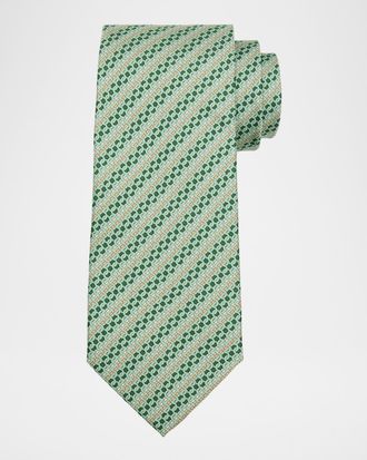 Ferragamo Men & apos;s Interlocking Gancio Silk Tie