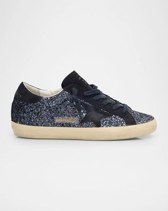 Golden Goose Super Star Glitter & Suede Low-Top Sneakers