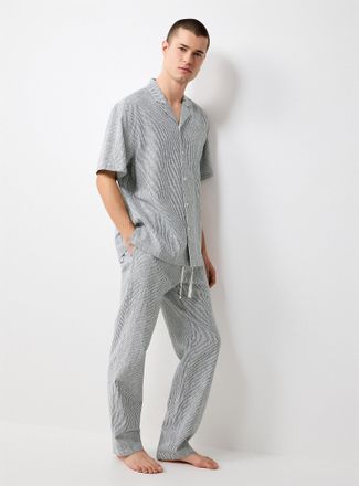 Le 31 Mens Striped lightweight linen pyjama pant