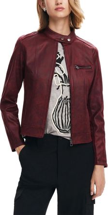Desigual Plain Zipper Jacket in Bordeaux