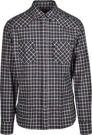 Deuxieme Shirt Grey/Beige Checkered Cotton Flannel Shirt