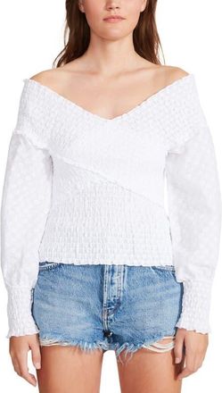 BB Dakota by Steve Madden Victoriously Yours Off the Shoulder Cotton Top in White at Nordstrom, Size Large