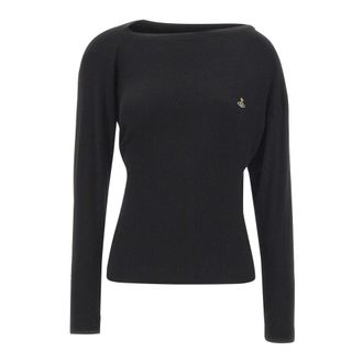 Vivienne Westwood Hebo Top - Dames - Ronde hals truien - Zwart - XS - Leer - Truien & Vesten