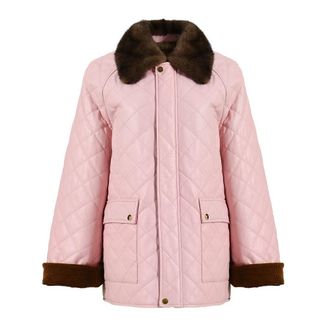 Wanan Luxury Molly Pink Leather and Mink Jacket