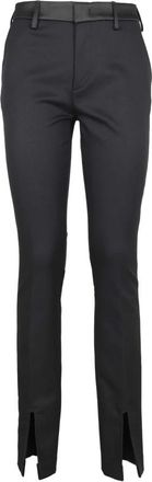 Dondup Slim-fit broek met split - Dames - Slim Fit Broeken - Zwart - L - Katoen - Broeken