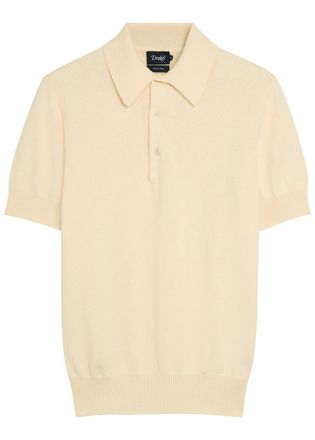 Drake's Drakes Textured Cotton-knit Polo top - Ecru - Xxl
