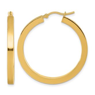 Diamond2Deal 14k Gold 3mm Square Shape Tube Hoop Earrings