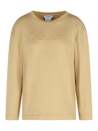 Max Mara Berma Sweatshirt In Silk And Caramel Cotton