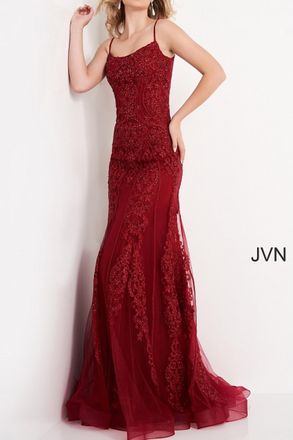 Jovani Corset Evening Gown In Wine