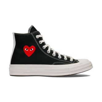 Comme Des Gar&ccedil;ons Sneakers, female, Black, Size: 10 US Canvas Sneakers with Heart Print