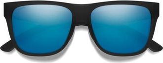 Smith Lowdown 2 55mm ChromaPop Polarized Square Sunglasses in Black /Glass Blue Mirror at Nordstrom