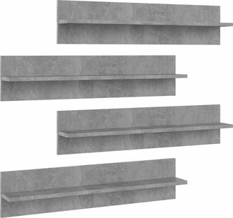 vidaXL Estante De Pared 4 Uds Contrachapado Gris Hormig&oacute;n 80x11,5x18cm Vidaxl