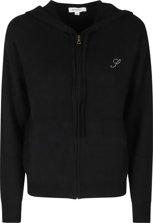 Sporty & Rich Cashmere Blend Zip-Up Hoodie With Embroidered Logo
