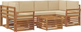 vidaXL Conjunto De Sof&aacute;s De Exterior 7 Uds. Natural Y Beige Vidaxl
