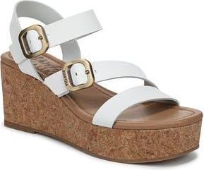 Blowfish Ali Buckled Wedge Sandal in White Faux Leather at Nordstrom Rack, Size 8.5
